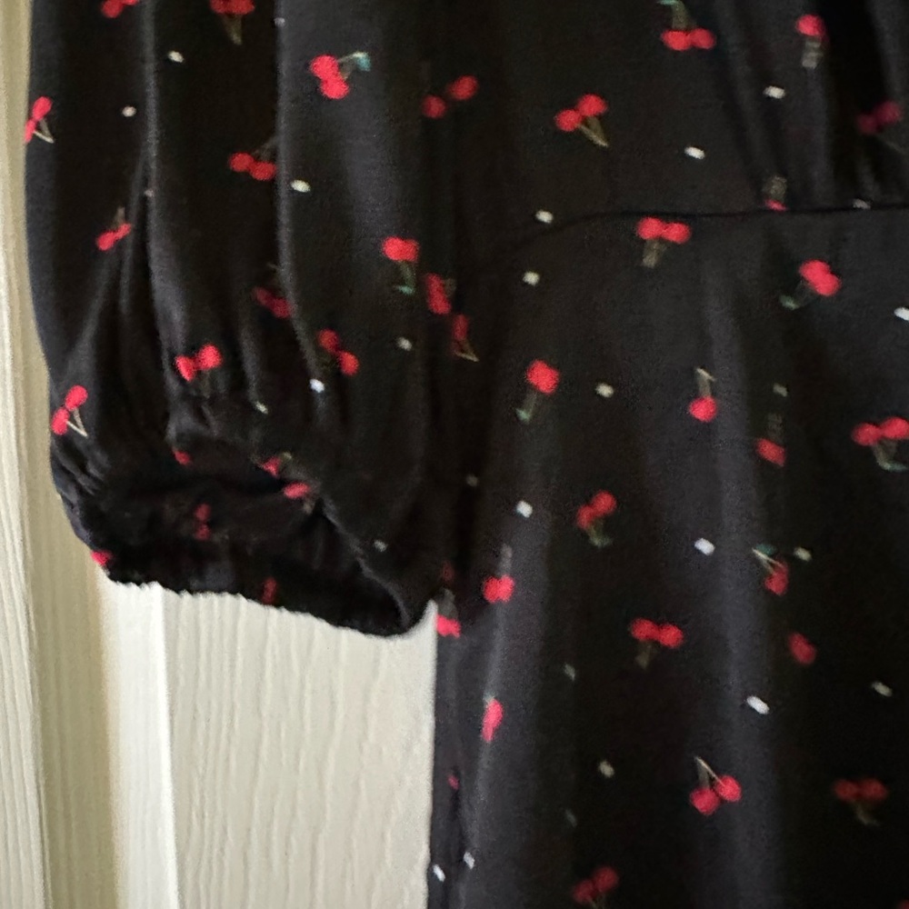 ✨ Anthropologie Louche Cherry Print Midi Dress Fits US XS 2–4 Lined | Pockets - Picture 8 of 14